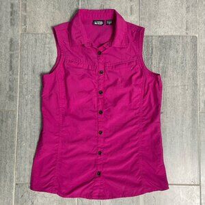 EMS Eastern Mountain Sports Sleeveless Collared Hiking Button Down Shirt Pink XS